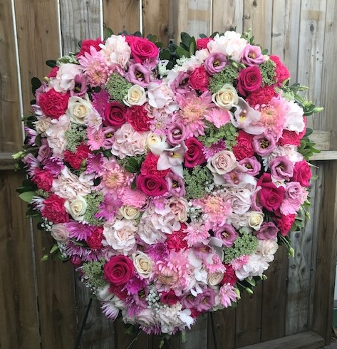 Large Mixed Pinks Solid Heart