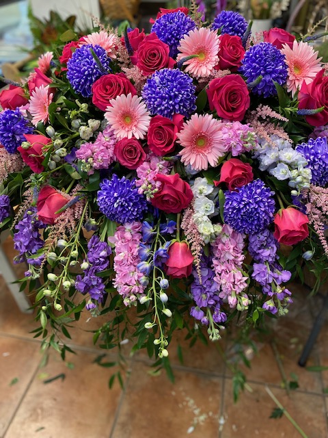 Hot Pinks and Purples Casket Spray