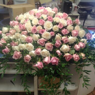 Soft Pinks and Whites Casket Spray